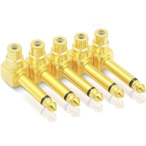 RCA to 1/4" Audio Adapter, 90 Degree 6.35mm Mono Plug Male to RCA Female Connectors (6Pack) in Kuwait