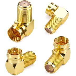 4Pcs 90 Degree Cable Coax Connector Right Angle Coax Adapter F Coaxial Connector 90 Angled Coax-Cable RG6 Coaxial Adapter Wall Plate Connectors, Gold in Kuwait