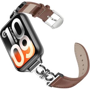 Women Leather Replacement Wristband, Soft Adjustable Strap Compatible with Redmi Watch 6/5/4, Xiaomi Smart Band 10/9/8Pro in Saudi Arabia