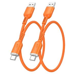 SUNGUY USB C Cable Silicone Soft Durable USB to USBC Cable Flow Cord Car Carplay Android Auto Cable for iPhone 17-15 Series,Samsung Galaxy S26 S25 S24,iPad,USB-A to Type-C, 3.3FT 2Pack, Orange in Saudi Arabia