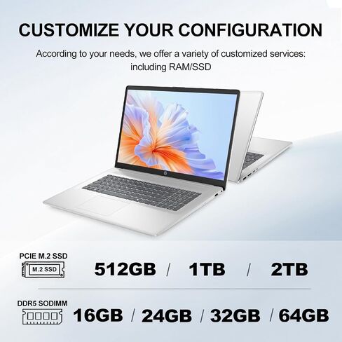 HP Business Copliot AI Laptop PC, 17.3" Touchscreen, Intel Ultra 7 255U, PCONLINE Customized 16GB/64GB DDR5, 1TB/2TB SSD, Wi-Fi 6, Webcam, Backlit Keyboard & Numeric keypad, Fingerprint Reader, Win11P in Kuwait