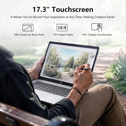 HP Business Copliot AI Laptop PC, 17.3" Touchscreen, Intel Ultra 7 255U, PCONLINE Customized 16GB/64GB DDR5, 1TB/2TB SSD, Wi-Fi 6, Webcam, Backlit Keyboard & Numeric keypad, Fingerprint Reader, Win11P in Kuwait