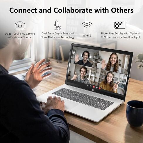 HP Business Copliot AI Laptop PC, 17.3" Touchscreen, Intel Ultra 7 255U, PCONLINE Customized 16GB/64GB DDR5, 1TB/2TB SSD, Wi-Fi 6, Webcam, Backlit Keyboard & Numeric keypad, Fingerprint Reader, Win11P in Kuwait