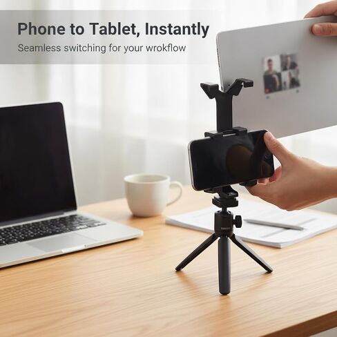 Tablet Holder Clamp for and Phone Sided Stretch Arm Mount with Stable Hold and Adjustable Viewing Angle Construction with 1/4 Inch Screw Hole Suitable for Tripod Filming in Saudi Arabia