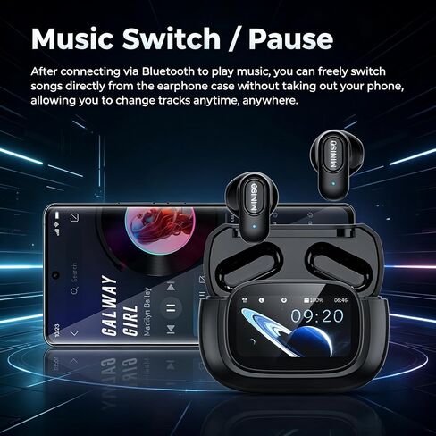 MINISO MS126 Smart Touchscreen Wireless Earbuds, Bluetooth 6.0 Headphones, ENC Noise Canceling, Spatial Audio, 30H Playtime, in-Ear Earphones for Travel/Sports/Study/Business/Daily Life in Kuwait
