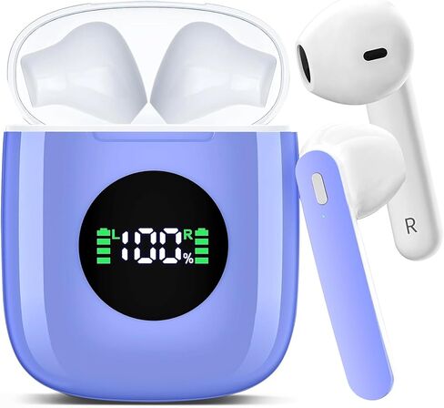 Wireless Earbuds, Bluetooth Headphones with HiFi Stereo Noise Cancelling Mic, USB-C Charging Case, 50H Playtime with LED Display, IPX7 Water Resistant in Earphones for Sports, Travel, Blue in Saudi Arabia