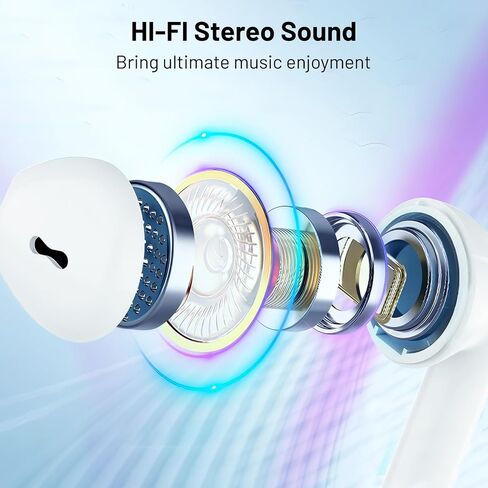 Wireless Earbuds, Bluetooth Headphones with HiFi Stereo Noise Cancelling Mic, USB-C Charging Case, 50H Playtime with LED Display, IPX7 Water Resistant in Earphones for Sports, Travel, Blue in Saudi Arabia