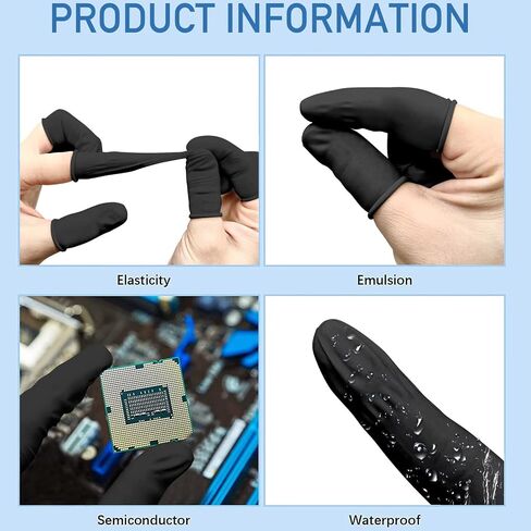 400 Pcs Latex Finger Cots Disposable Fingertips Protective Finger Cots, Black in Kuwait