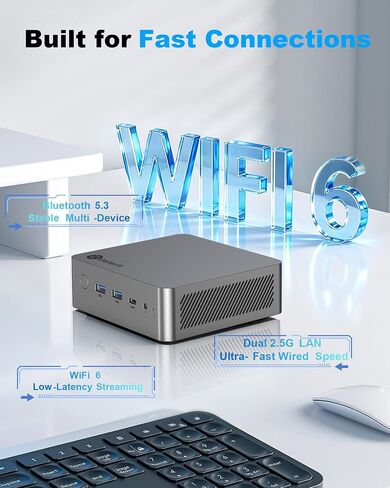 Getorli Mini PC Ryzen 7 8845HS, 16GB DDR5 RAM 1TB SSD, USB4, Radeon 780M in Kuwait