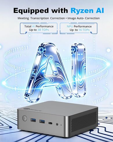 Getorli Mini PC Ryzen 7 8845HS, 16GB DDR5 RAM 1TB SSD, USB4, Radeon 780M in Kuwait