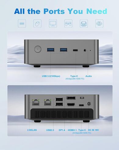 Getorli Mini PC Ryzen 7 8845HS, 16GB DDR5 RAM 1TB SSD, USB4, Radeon 780M in Kuwait