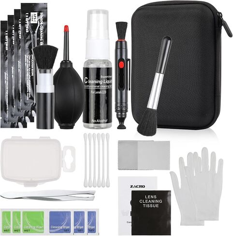 14-in-1 Camera Lens Cleaning Kit - Mirrorless & DSLR Sensor Cleaning Kit for Canon, Sony, Nikon Including Lens Blower, Detergent, Swabs, Cloth, Pen, Brush in Saudi Arabia
