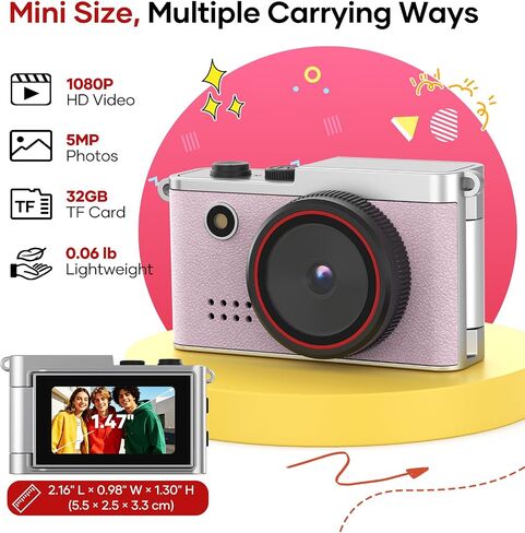 Mini Keychain Digital Camera, 1.47" Flip LCD & 32GB Card Keychain Camera in Kuwait
