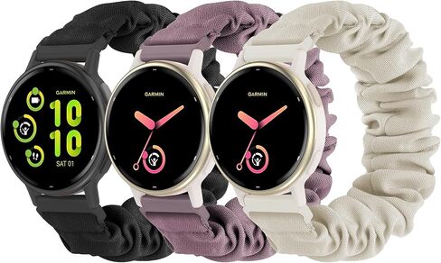 نطاقات Scrunchie ممتدة متوافقة مع Garmin Vivoactive 5 ، 20 مم نايلون سبورت مرنة للفيروس/سبق/متر مربع 2/2 زائد/الجسم الحي 3/فوررونر 165/55/245 الموسيقى للنساء الرجال （3 عبوة） in Kuwait