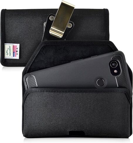 Turtleback Belt Clip Case Made for Google Pixel 2 XL Black Vertical Holster Nylon Pouch with Heavy Duty Rotating Belt Clip in Saudi Arabia