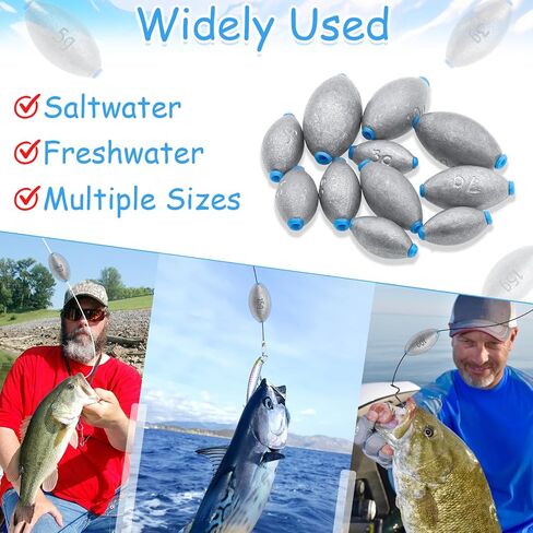 25Pcs 5 Size Egg Sinkers Lead Fishing Weights Sinkers Kit Slip Sinkers in Saudi Arabia
