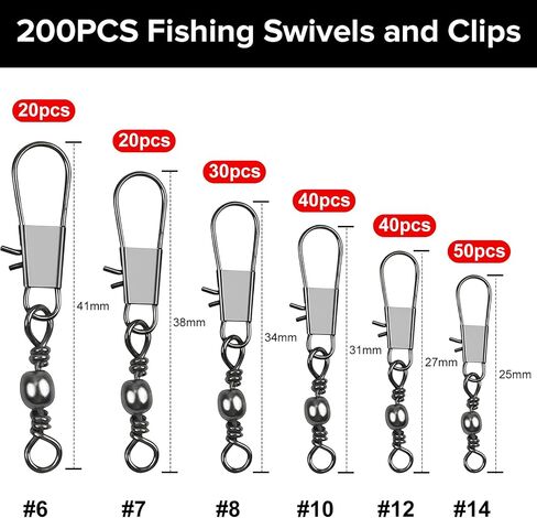 DONQL 200pcs Fishing Snap Swivels Fishing Lure Connecter with Snap Type B in Saudi Arabia