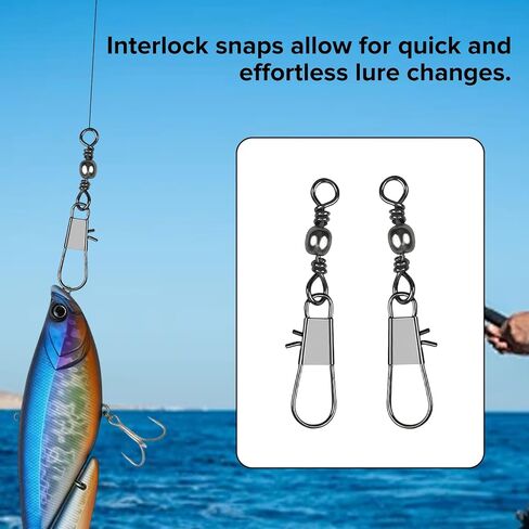 DONQL 200pcs Fishing Snap Swivels Fishing Lure Connecter with Snap Type B in Saudi Arabia