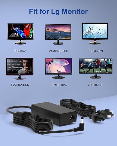 19V Charger Compatible with LG Monitor Widescreen in Saudi Arabia