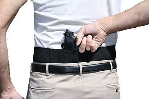 Belly Band Gun Holster Behind the Back Concealed Carry with Extra Magazine Pouches in Kuwait