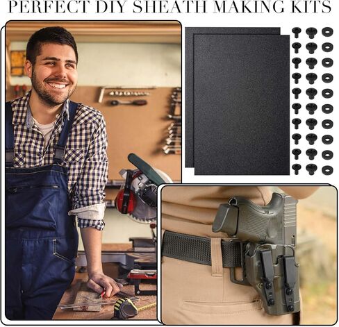 92 Pcs Holster Making Kit - 2 Thermoform Sheets + 90 Fasteners Washers for DIY Knife Sheath Tactical Armor Airsoft Keel Guards Cosplay in Kuwait