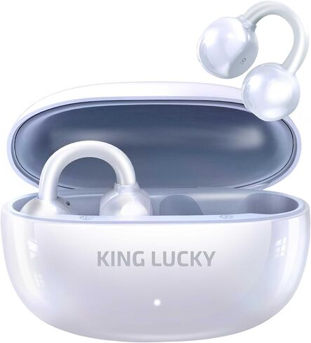 سماعات أذن King Lucky Mini Clip-on مفتوحة الأذن لاسلكية بلوتوث 5.4 مع ميكروفون، تشغيل 60 ساعة، ENC، مقاومة للماء IPX5، وسادات أذن رياضية، مريحة للأذنين الصغيرة واللياقة البدنية، الجري (أبيض) in Saudi Arabia