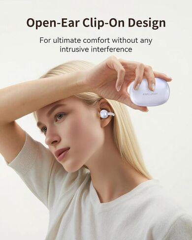 سماعات أذن King Lucky Mini Clip-on مفتوحة الأذن لاسلكية بلوتوث 5.4 مع ميكروفون، تشغيل 60 ساعة، ENC، مقاومة للماء IPX5، وسادات أذن رياضية، مريحة للأذنين الصغيرة واللياقة البدنية، الجري (أبيض) in Saudi Arabia