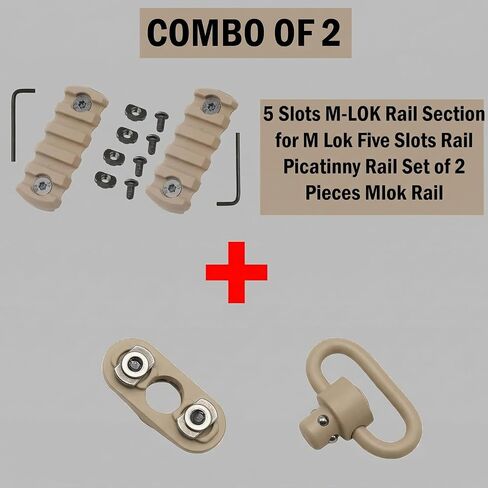 Gotical Combo - 2Pcs 5-Slot MLOK & Mount Kit-Push Button with Set of Screws & Allen Wrench… (Combo of 2 - Rail & Attachment) in Saudi Arabia