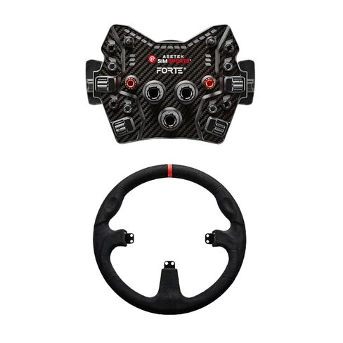 ASETEK Racing Forte GT Aluminum Button Box Bundle with 330 mm Round Comfort Plus+ Wheel Rim for Authentic Steering Feel and Versatile GT or Road Sim Racing in Kuwait