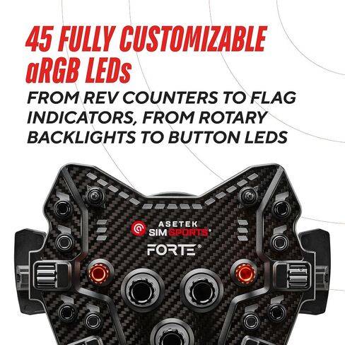 ASETEK Racing Forte GT Aluminum Button Box Bundle with 330 mm Round Comfort Plus+ Wheel Rim for Authentic Steering Feel and Versatile GT or Road Sim Racing in Kuwait