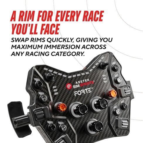 ASETEK Racing Forte GT Aluminum Button Box Bundle with 330 mm Round Comfort Plus+ Wheel Rim for Authentic Steering Feel and Versatile GT or Road Sim Racing in Kuwait