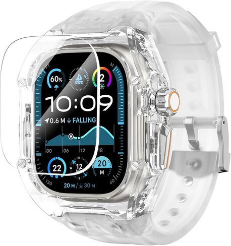 Delidigi Transparent Case with Rugged Band for Apple Watch 49mm 45mm 44mm in Saudi Arabia