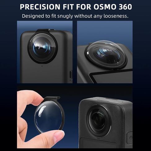 Lens Guard Protector for DJI Osmo 360, Tempered Glass Lens Cover Hardness High Transparency Anti-Scratch Protective Camera Accessories(Black) in Saudi Arabia