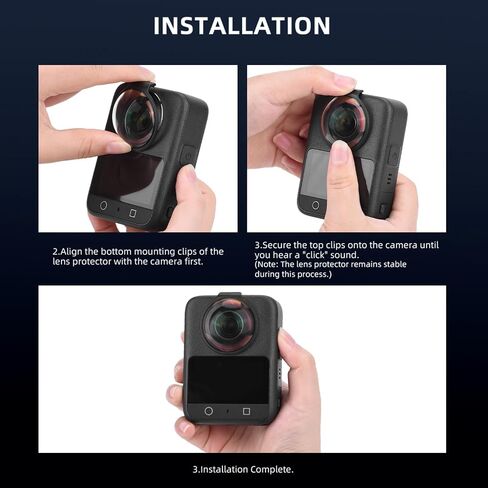 Lens Guard Protector for DJI Osmo 360, Tempered Glass Lens Cover Hardness High Transparency Anti-Scratch Protective Camera Accessories(Black) in Saudi Arabia