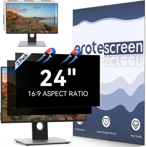 [2-Pack] 23.8 Inch Anti Blue Light Screen Protector Compatible with Lenovo Hp Dell Acer Asus Samsung etc Monitor 16:9 Aspect, Removable Anti Glare Filter Uv Blocker Shield Eye Protection Film Laptop in Kuwait