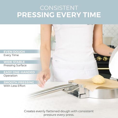 Alpha Living Large Stainless Steel Tortilla Press - Heavy Duty Round Tortilla Maker with Reinforced Handle Base - Manual Dough Press for Flour Tortillas, Naan, Empanadas, Flatbread, Pizza Dough in Saudi Arabia