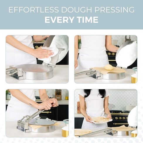 Alpha Living Large Stainless Steel Tortilla Press - Heavy Duty Round Tortilla Maker with Reinforced Handle Base - Manual Dough Press for Flour Tortillas, Naan, Empanadas, Flatbread, Pizza Dough in Saudi Arabia