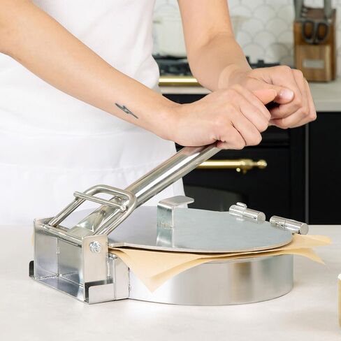 Alpha Living Large Stainless Steel Tortilla Press - Heavy Duty Round Tortilla Maker with Reinforced Handle Base - Manual Dough Press for Flour Tortillas, Naan, Empanadas, Flatbread, Pizza Dough in Saudi Arabia