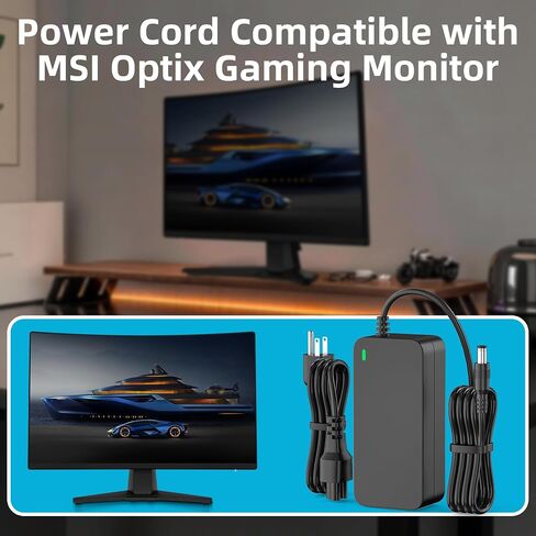 Power Adapter for MSI Monitor, 20V AC Adapter Compatible with MSI Optix G241V G241 G272 G24C6 G271 G274QPF G27C5 G32 3CB5 OPTIXG271 24"27" 32-inch Curved Gaming Monitors in Saudi Arabia