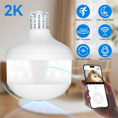 XIAOVV 2K WiFi E27 Bulb V380 Pro Security Camera Full Color Night Vision Two-Way Voice Auto Tracking Fisheye WiFi Camera in Saudi Arabia