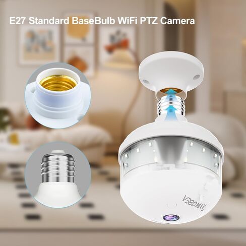 XIAOVV 2K WiFi E27 Bulb V380 Pro Security Camera Full Color Night Vision Two-Way Voice Auto Tracking Fisheye WiFi Camera in Saudi Arabia