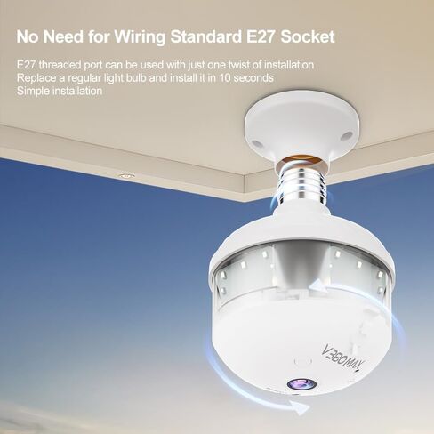 XIAOVV 2K WiFi E27 Bulb V380 Pro Security Camera Full Color Night Vision Two-Way Voice Auto Tracking Fisheye WiFi Camera in Saudi Arabia