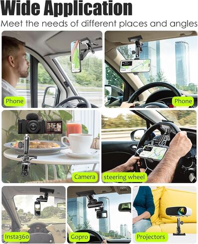 Charchendo Car Sun Visor Short Metal Arm Phone/GoPro Mount 4-7" in Saudi Arabia