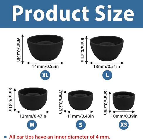 Replacement Eartips for Beats Powerbeats Pro 2, 5 Pairs Replacement Earbuds Silicone Ear Tips (XL/L/M/S/XS), Earbuds Eargels Set with Cleaning Kit-Blcak in Saudi Arabia