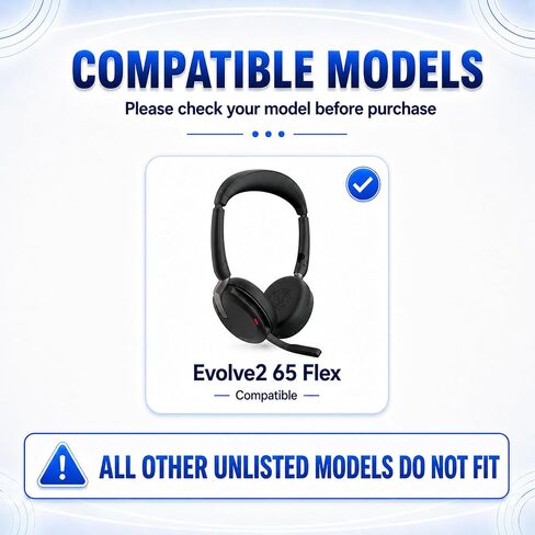 Replacement Ear Pads for Jabra Evolve2 65 Flex(Do Not Fit Other Headphones) On-Ear Wireless Headphone, Ear Cups Cover, Soft Leather＆Memory Foam Headset Cushions-Black in Kuwait
