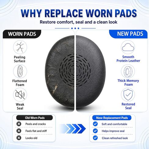 Replacement Ear Pads for Jabra Evolve2 65 Flex(Do Not Fit Other Headphones) On-Ear Wireless Headphone, Ear Cups Cover, Soft Leather＆Memory Foam Headset Cushions-Black in Kuwait
