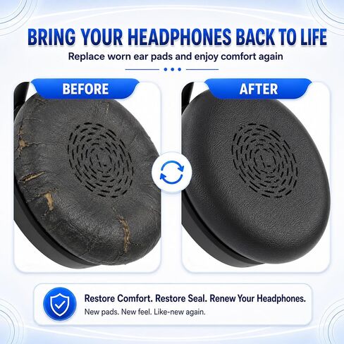 Replacement Ear Pads for Jabra Evolve2 65 Flex(Do Not Fit Other Headphones) On-Ear Wireless Headphone, Ear Cups Cover, Soft Leather＆Memory Foam Headset Cushions-Black in Kuwait