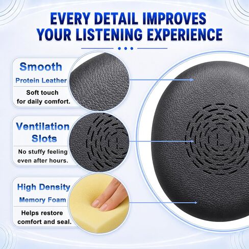 Replacement Ear Pads for Jabra Evolve2 65 Flex(Do Not Fit Other Headphones) On-Ear Wireless Headphone, Ear Cups Cover, Soft Leather＆Memory Foam Headset Cushions-Black in Kuwait