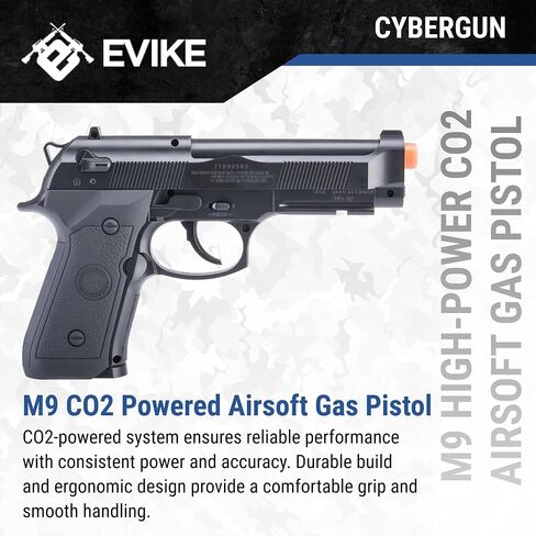 Evike Airsoft - Win Gun High Power M9 CO2 Powered Airsoft Gas Airsoft Pistol - Black in Saudi Arabia