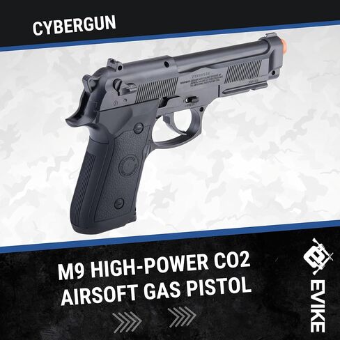 Evike Airsoft - Win Gun High Power M9 CO2 Powered Airsoft Gas Airsoft Pistol - Black in Saudi Arabia